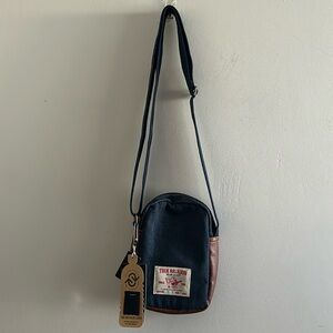True Religion, Navy Blue Denim Logo Crossbody